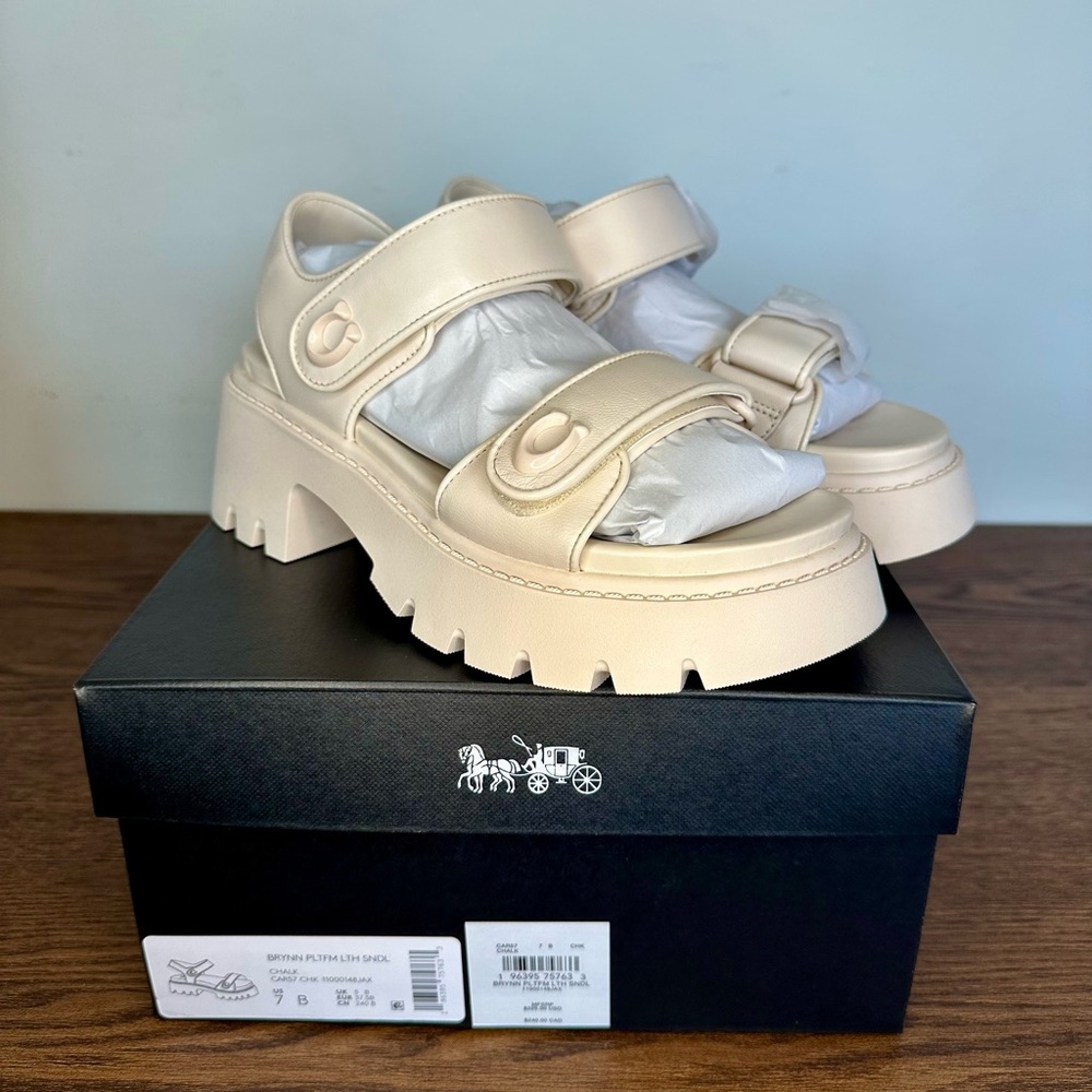 New Coach Brynn Platform Sandal in Chalk Size 7